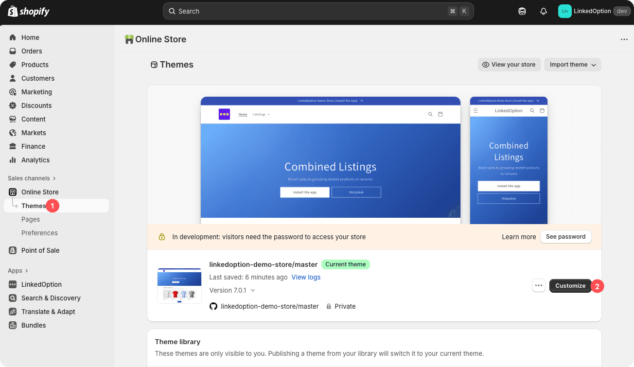 Open theme editor